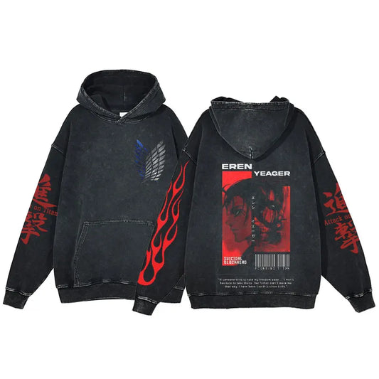 ATTACK ON TITAN - Eren Yeager Vintage Gothic Graphic Hoodie Collection